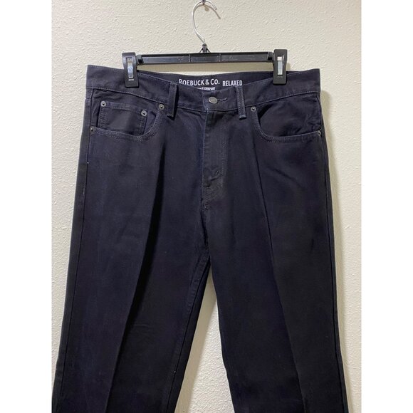 Roebuck & Co Relaxed Black Jeans Men’s 32x34 Straight Leg Cotton - Picture 3 of 13